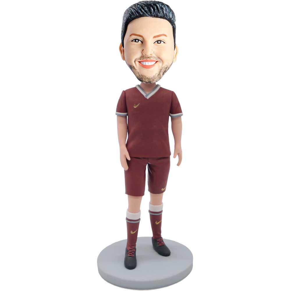 Male Athlete In Professional Red Sportswear Custom Figure Bobbleheads