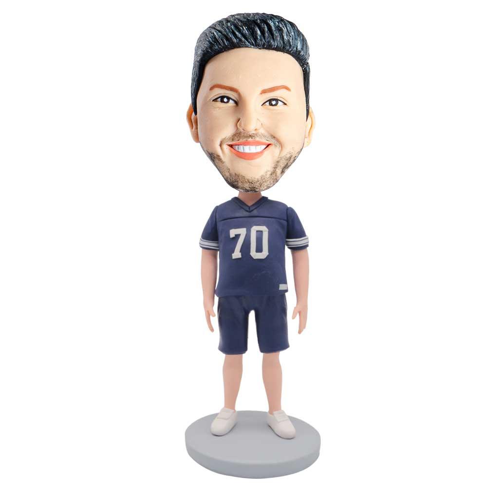 Male Athletes In Blue Sportswear With Seventy Custom Figure Bobblehead