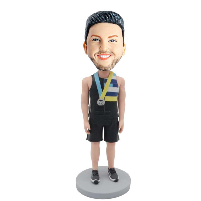 Male Athletes In Sport Suit With A Medal Custom Figure Bobblehead