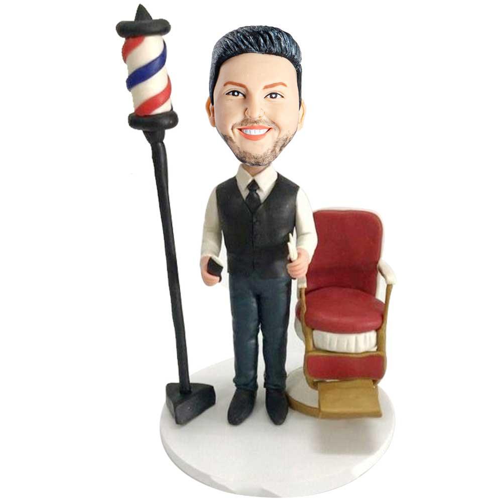 Male Barber In Suit Vest Custom Figure Bobblehead