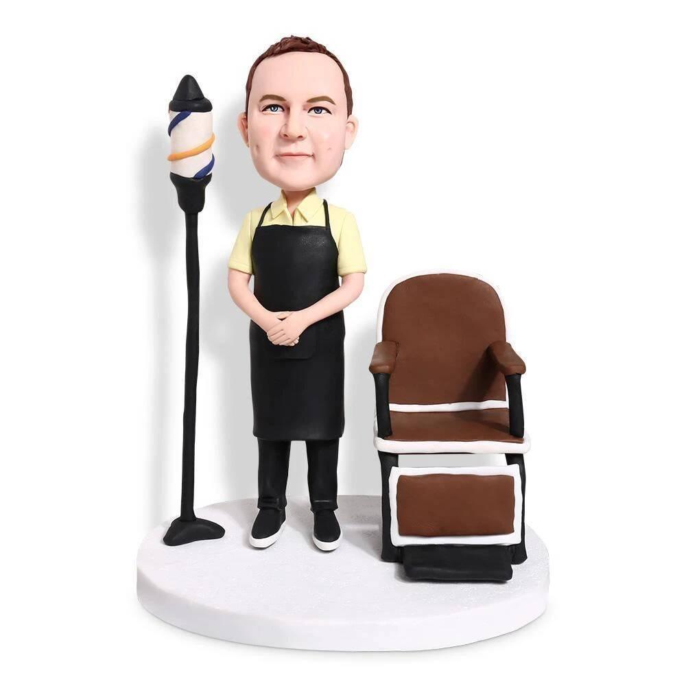Male Barber Hairdresser With Chair and Floor Lamp Custom Bobblehead - Figure Bobblehead