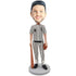Male Baseball Player In Striped Sportswear With Bat Custom Figure Bobblehead