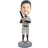 Male Baseball Player In White Baseball Uniform With Baseball Bat Custom Figure Bobblehead