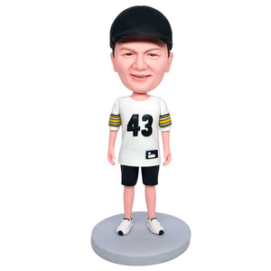 Male Basketball Player In White Jersey Custom Figure Bobbleheads