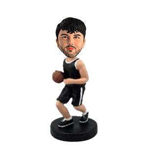 Male Basketball Player in Black Sports Clothes Custom Figure Bobblehead