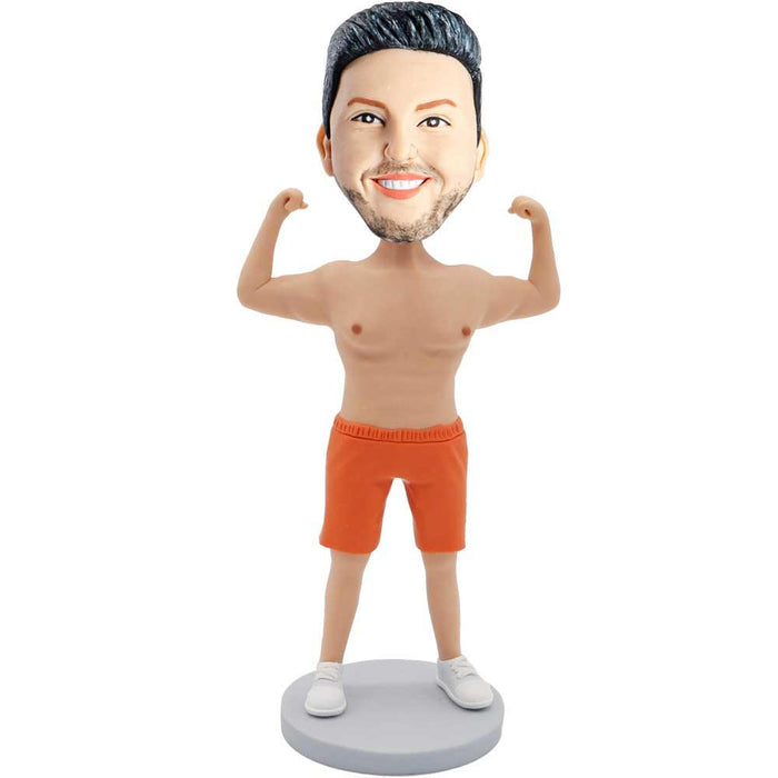 Male Bodybuilder In Orange Shorts Custom Figure Bobblehead