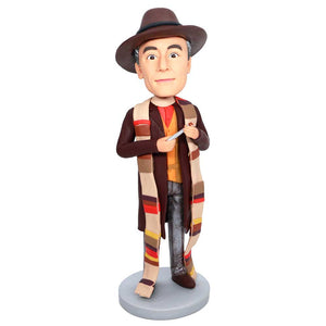 Male Boss In Brown Coat With A Scarf Custom Figure Bobbleheads