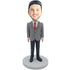 Male Boss In Gray Suit With Red Tie Custom Figure Bobbleheads