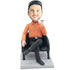 Male Boss In Orange Shirt Sitting On Chair Custom Figure Bobbleheads