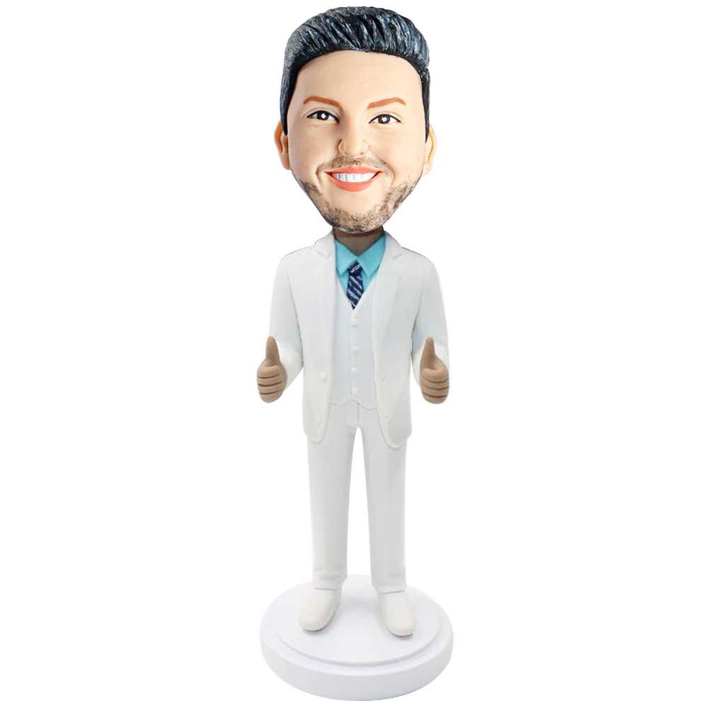 Male Boss In White Suit Custom Figure Bobblehead