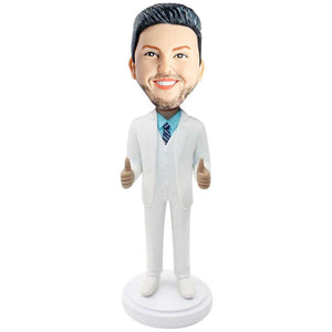 Male Boss In White Suit Custom Figure Bobblehead