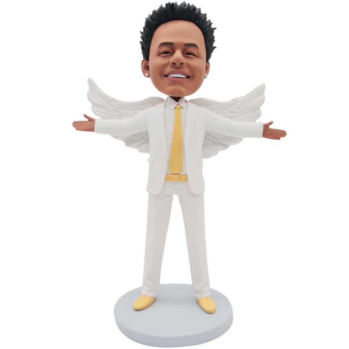 Male Boss In White Suit With A Pair Of White Wings Custom Figure Bobbleheads