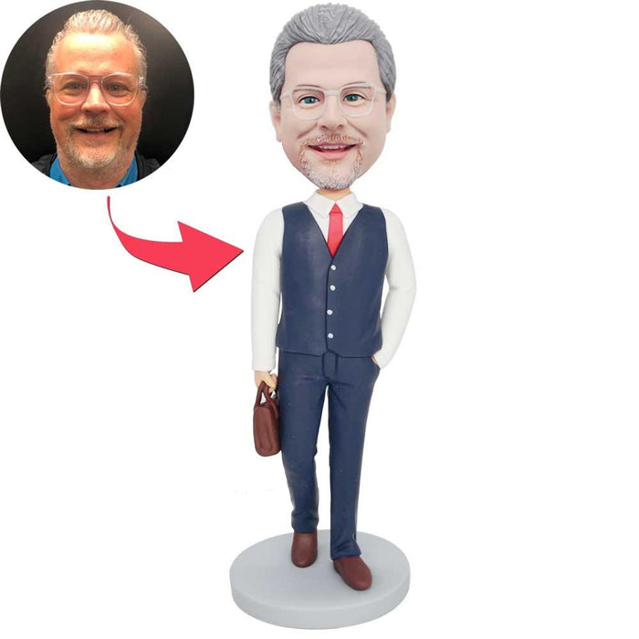 Male Business Suit Lawyer With His Briefcase Custom Figure Bobbleheads