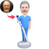 Male Dentist in Blue Uniform Holding Toothbrush Custom Figure Bobbleheads