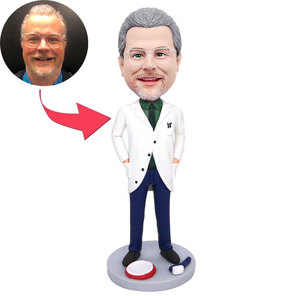 Male Dentist with Hands in Pockets Custom Figure Bobbleheads