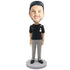 Male Doctor In Black T-shirt With A Stethoscope Custom Figure Bobblehead - Figure Bobblehead