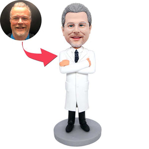 Male Doctor In White Coat And His Arms Chest Custom Figure Bobbleheads