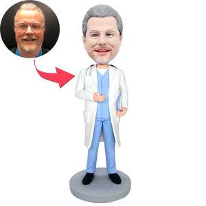 Male Doctor In White Coat With Medical History Custom Figure Bobbleheads