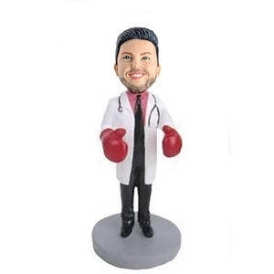 Male Doctor with Boxing Gloves Custom Figure Bobblehead