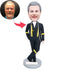 Male Firefighter in Blue Uniform Custom Fireman Bobbleheads