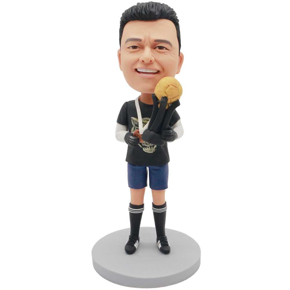 Male Football Championship With Medals And Trophies Custom Figure Bobblehead