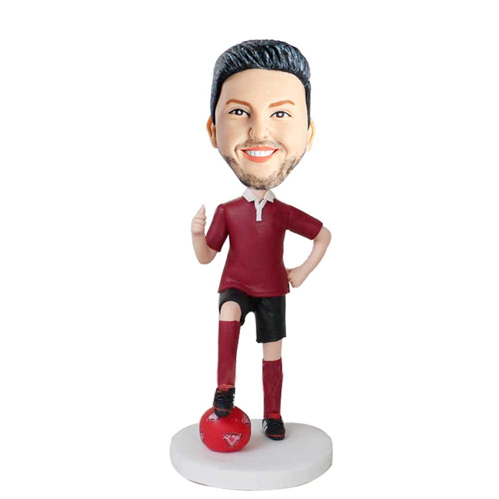 Male Football Soccer Player with Thumbs-up Custom Figure Bobblehead