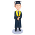 Male Graduates In Navy Blue Gown And Yellow Ribbon Custom Graduation Bobbleheads