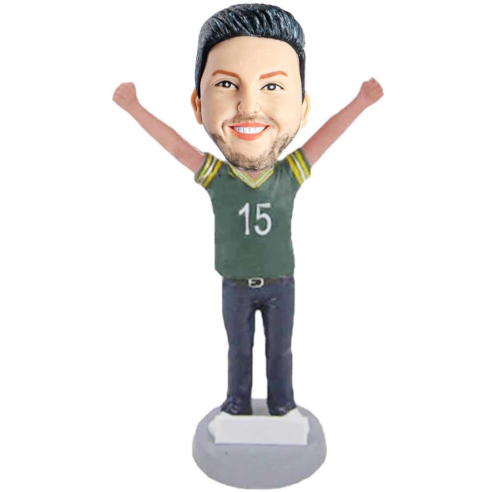 Male Green Bay Packers Football Fan Custom Figure Bobblehead