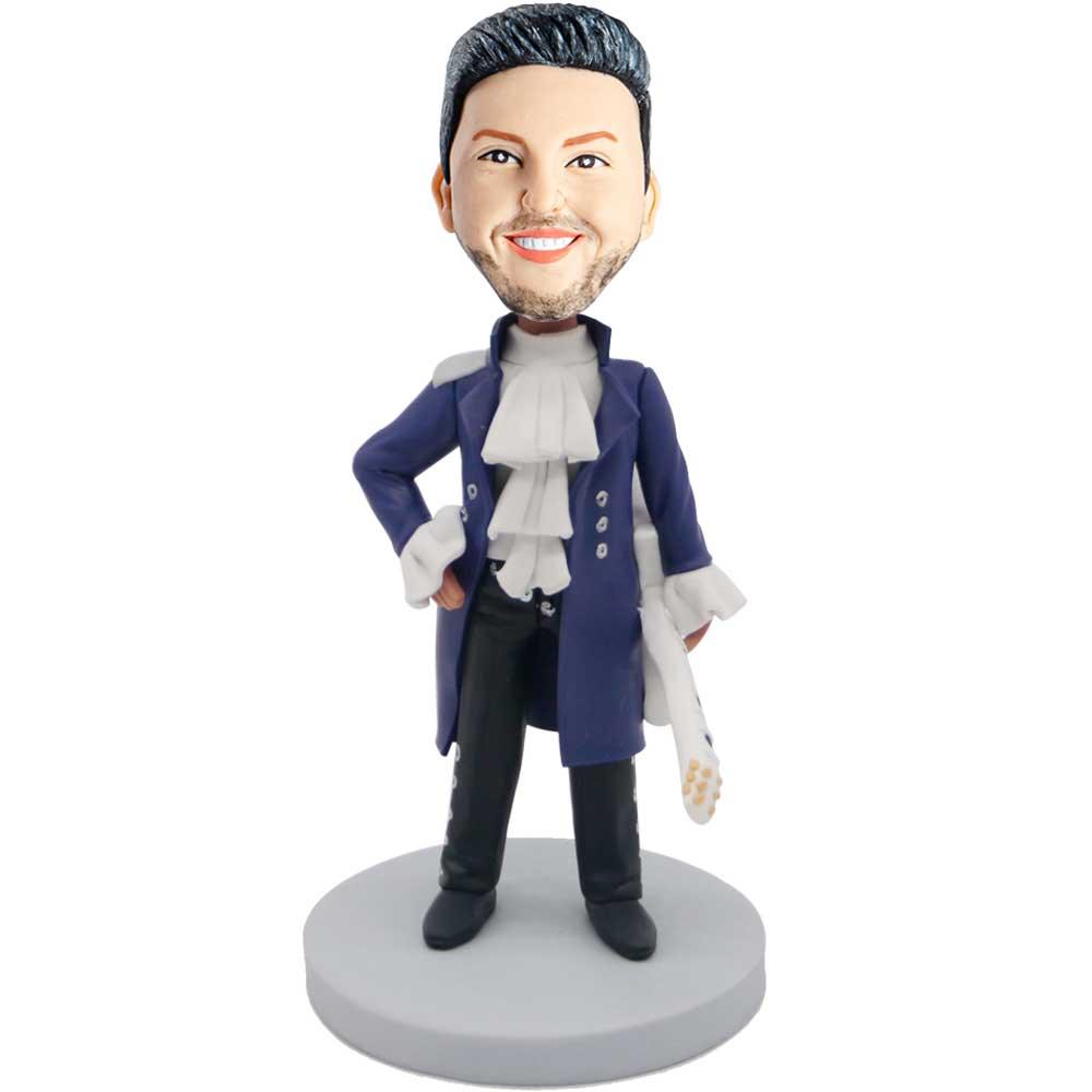 Male Guitarist In Costumes Holding A Guitar Custom Figure Bobbleheads