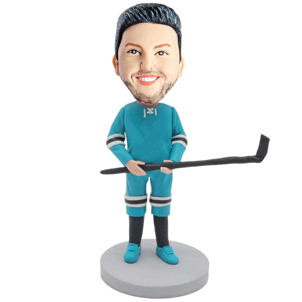 Male Ice Hockey Goalie In Professional Suit Custom Figure Bobblehead