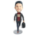 Male In Black Coat And Carrying A Schoolbag Custom Figure Bobblehead