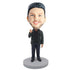Male In Black Coat And Finger Heart Custom Figure Bobblehead