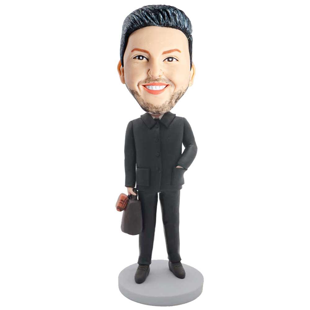 Male In Black Shirt And Carrying The Bags Custom Figure Bobblehead