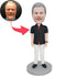 Male In Black Shirt And White Pants Custom Figure Bobbleheads