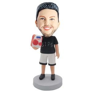 Male In Black T-shirt With A Bag Of Chips Custom Figure Bobblehead
