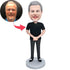 Male In Black T-shirt With Tattoos Custom Figure Bobbleheads