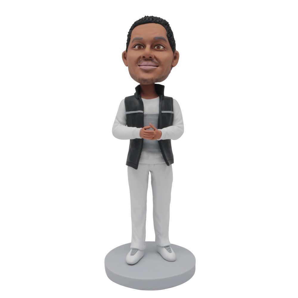 Male In Black Waistcoat And White Trousers Custom Figure Bobblehead