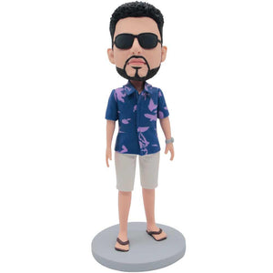 Male In Blue Floral Shirt Custom Figure Bobbleheads