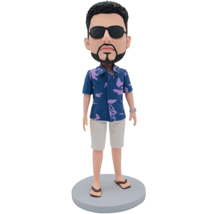Male In Blue Floral Shirt Custom Figure Bobbleheads