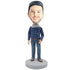 Male In Blue Shirt And Wearing A Scarf Custom Leisure Bobblehead
