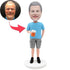 Male In Blue Short Sleeve With Beer Custom Figure Bobbleheads