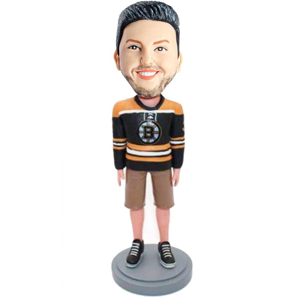 Male In Bruins Jersey Custom Figure Bobblehead