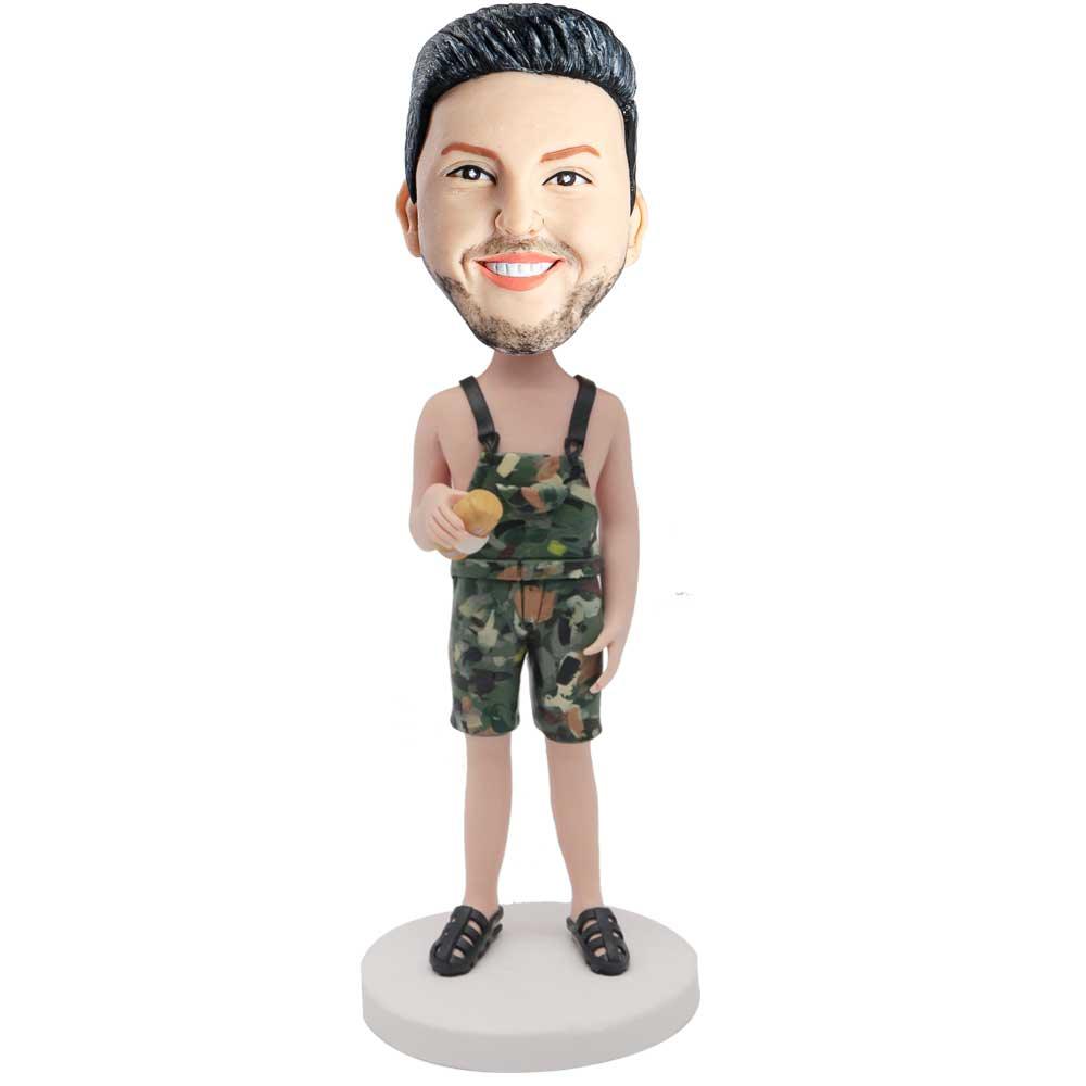 Male In Camouflage Overalls Custom Figure Bobblehead