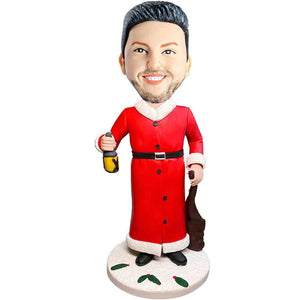 Male In Christmas Robe With Wine Custom Figure Bobbleheads