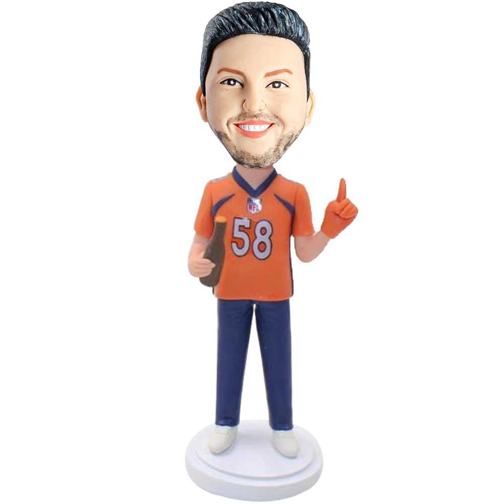 Male In Denver Bronco Jersey Custom Figure Bobblehead