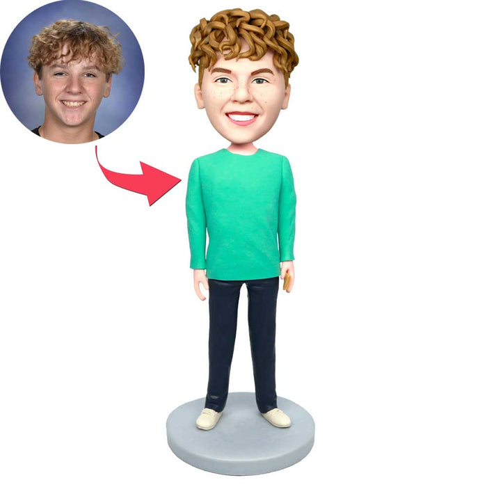 Male In Green T-shirt Custom Figure Bobbleheads