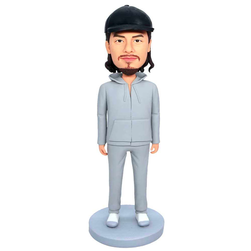 Male In Grey Sweater Custom Figure Bobbleheads