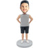 Male In Grey Vest And Hands Behind Body Custom Figure Bobbleheads