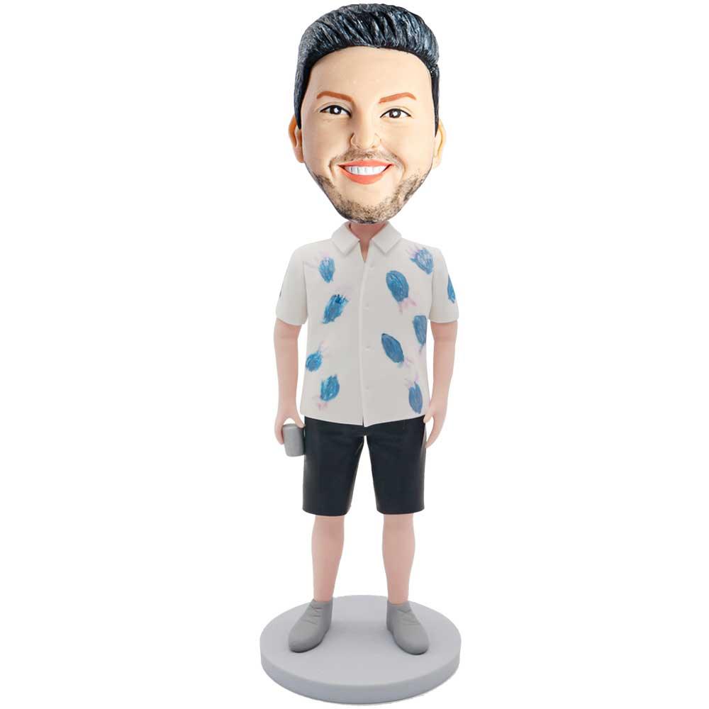 Male In Hawaiian Shirt Custom Figure Bobblehead