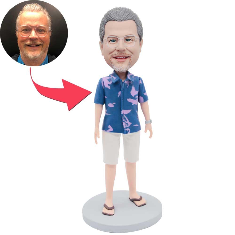 Male In Hawaiian Short Sleeve Custom Figure Bobbleheads